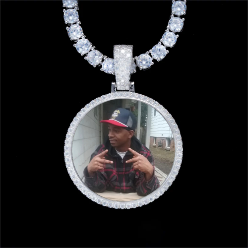 925S & VVS Moissanite 3D Circle Custom Picture Pendant