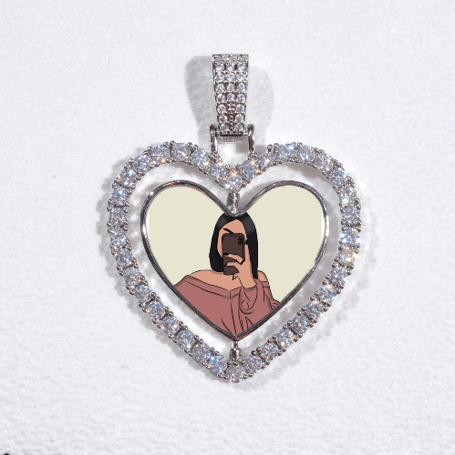 3D Spinning 2-Faced Heart Custom Picture Pendant