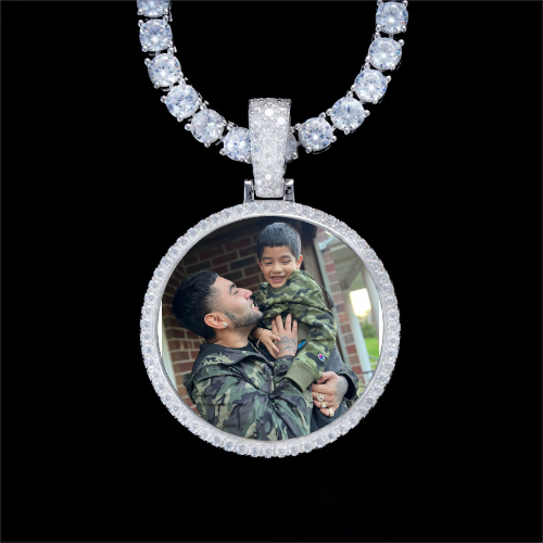 925S & VVS Moissanite 3D Circle Custom Picture Pendant
