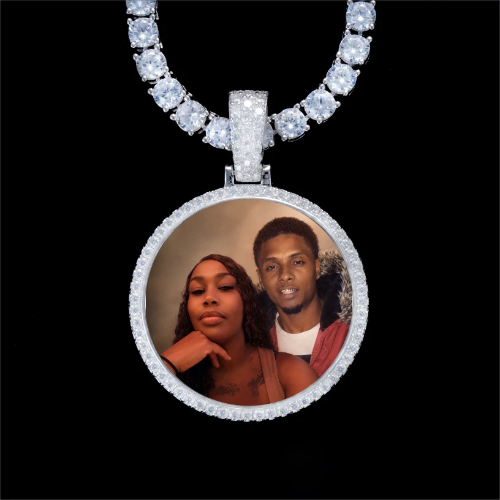 925S & VVS Moissanite 3D Circle Custom Picture Pendant