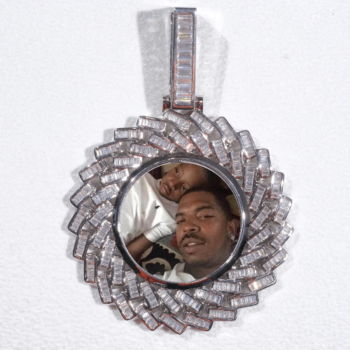 Large 3D Baguette Custom Picture Pendant