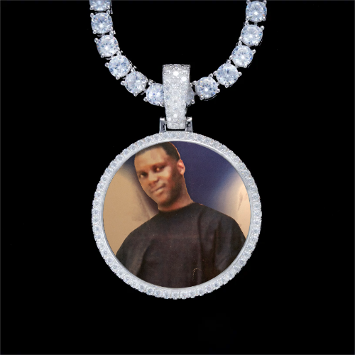 925S & VVS Moissanite 3D Circle Custom Picture Pendant
