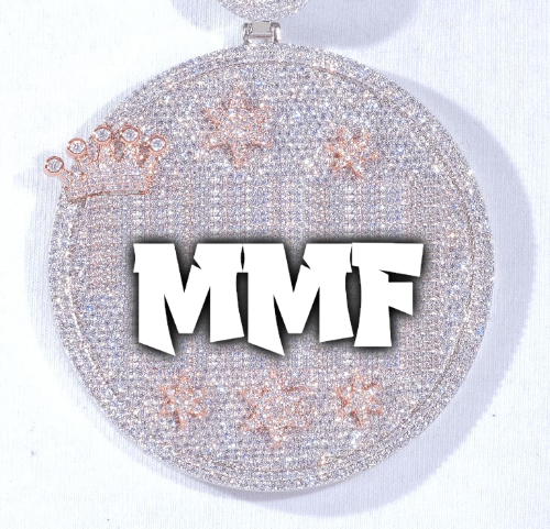 CUSTOM LETTER NECKLACE 3D BIG CROWN DISC