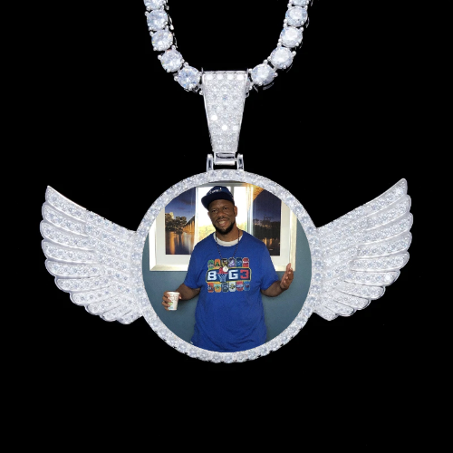 925S & VVS Moissanite 3D Wing Custom Picture Pendant