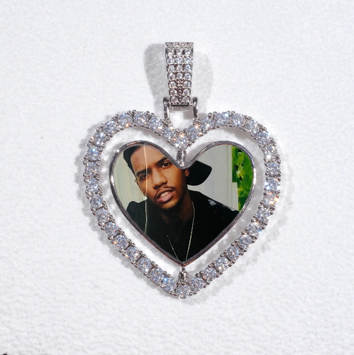 3D Spinning 2-Faced Heart Custom Picture Pendant