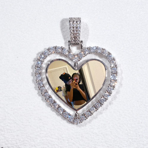 3D Spinning 2-Faced Heart Custom Picture Pendant