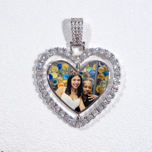 3D Spinning 2-Faced Heart Custom Picture Pendant