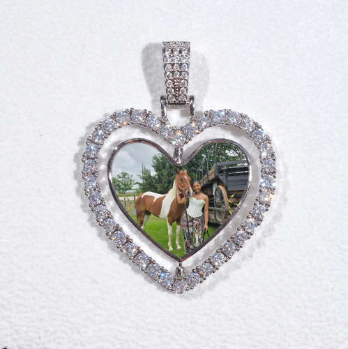 3D Spinning 2-Faced Heart Custom Picture Pendant