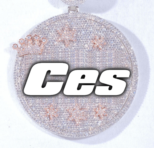 CUSTOM LETTER NECKLACE 3D BIG CROWN DISC