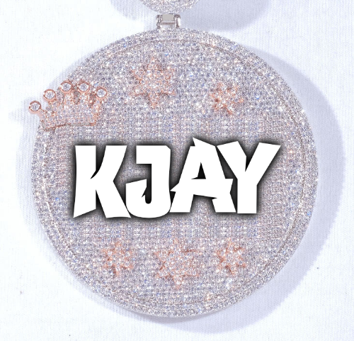 CUSTOM LETTER NECKLACE 3D BIG CROWN DISC