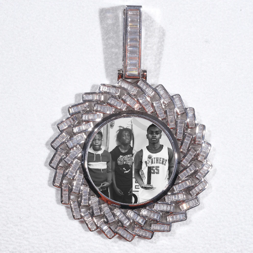 Large 3D Baguette Custom Picture Pendant