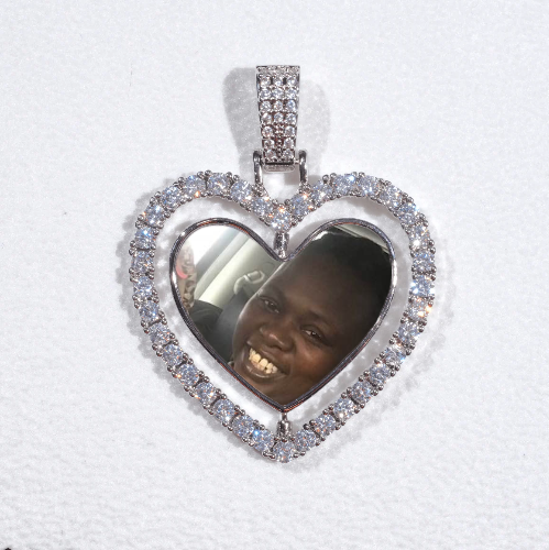 3D Spinning 2-Faced Heart Custom Picture Pendant
