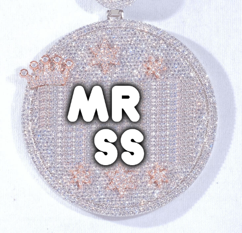 CUSTOM LETTER NECKLACE 3D BIG CROWN DISC