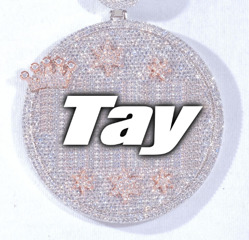 CUSTOM LETTER NECKLACE 3D BIG CROWN DISC