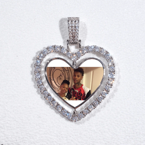 3D Spinning 2-Faced Heart Custom Picture Pendant