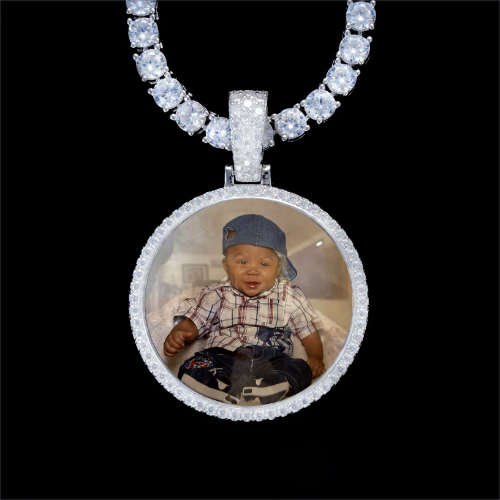 925S & VVS Moissanite 3D Circle Custom Picture Pendant
