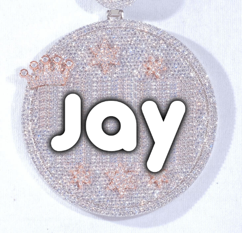 CUSTOM LETTER NECKLACE 3D BIG CROWN DISC