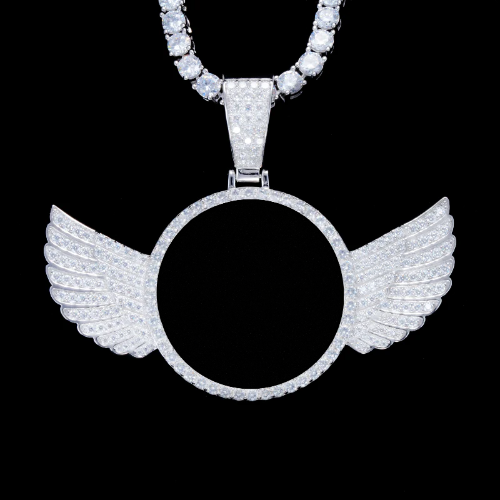 925S & VVS Moissanite 3D Wing Custom Picture Pendant