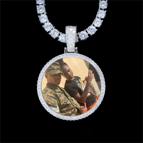 925S & VVS Moissanite 3D Circle Custom Picture Pendant