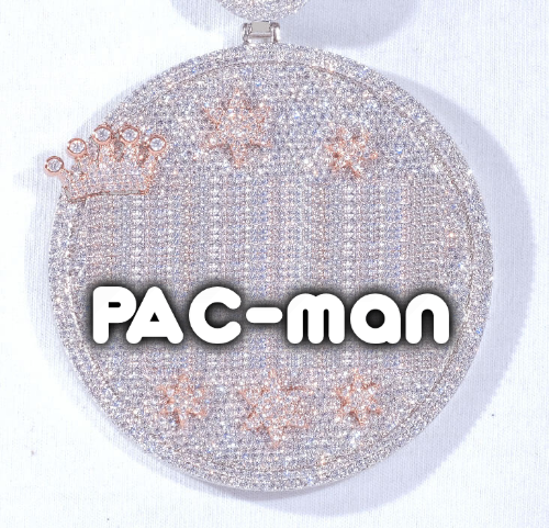 CUSTOM LETTER NECKLACE 3D BIG CROWN DISC