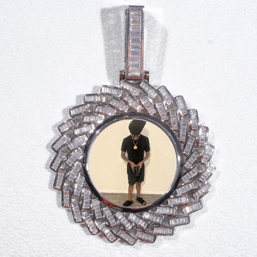 Large 3D Baguette Custom Picture Pendant