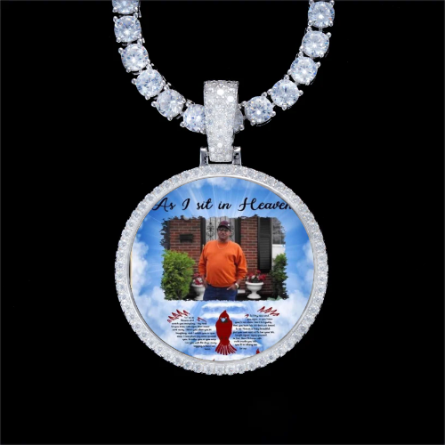 925S & VVS Moissanite 3D Circle Custom Picture Pendant