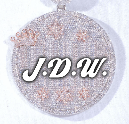 CUSTOM LETTER NECKLACE 3D BIG CROWN DISC