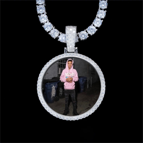925S & VVS Moissanite 3D Circle Custom Picture Pendant