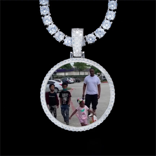 925S & VVS Moissanite 3D Circle Custom Picture Pendant
