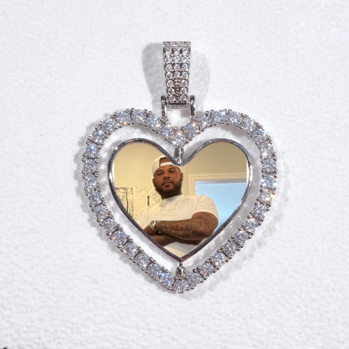 3D Spinning 2-Faced Heart Custom Picture Pendant