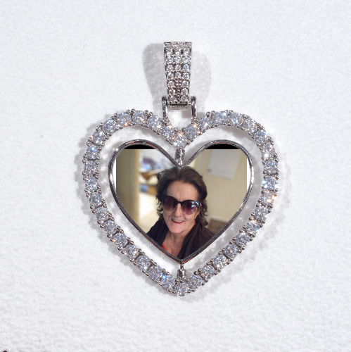 3D Spinning 2-Faced Heart Custom Picture Pendant