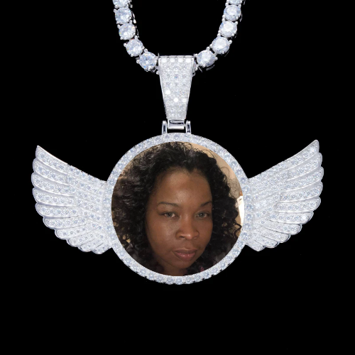 925S & VVS Moissanite 3D Wing Custom Picture Pendant