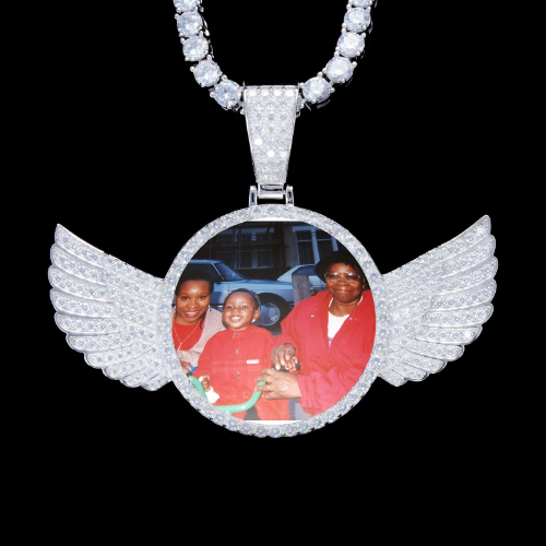 925S & VVS Moissanite 3D Wing Custom Picture Pendant