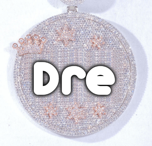 CUSTOM LETTER NECKLACE 3D BIG CROWN DISC