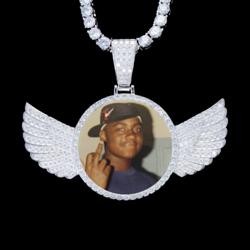925S & VVS Moissanite 3D Wing Custom Picture Pendant