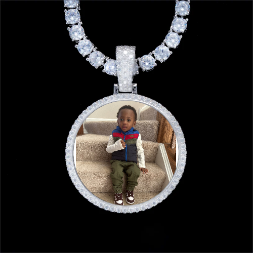 925S & VVS Moissanite 3D Circle Custom Picture Pendant