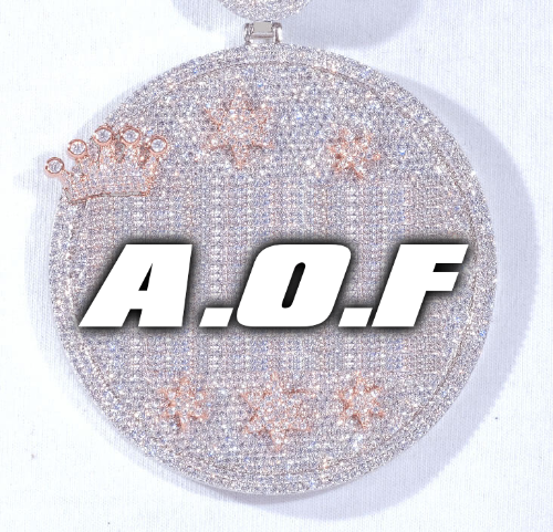 CUSTOM LETTER NECKLACE 3D BIG CROWN DISC