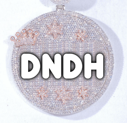 CUSTOM LETTER NECKLACE 3D BIG CROWN DISC