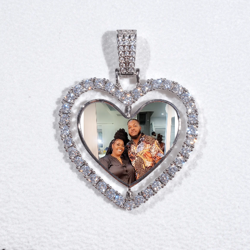 3D Spinning 2-Faced Heart Custom Picture Pendant