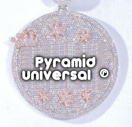 CUSTOM LETTER NECKLACE 3D BIG CROWN DISC