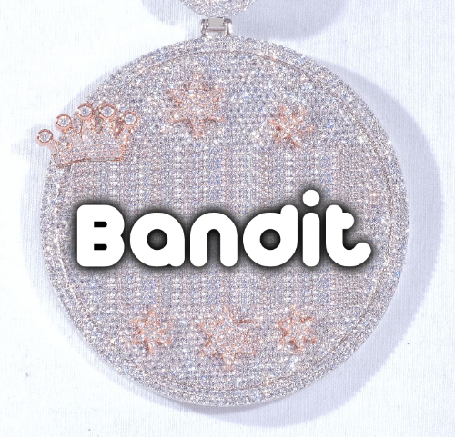 CUSTOM LETTER NECKLACE 3D BIG CROWN DISC