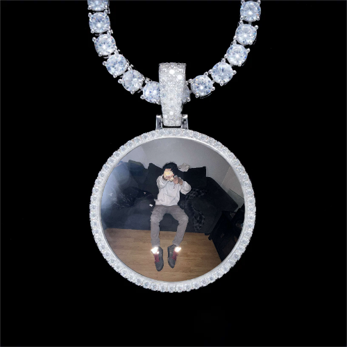 925S & VVS Moissanite 3D Circle Custom Picture Pendant