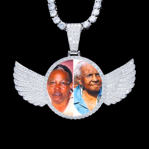 925S & VVS Moissanite 3D Wing Custom Picture Pendant