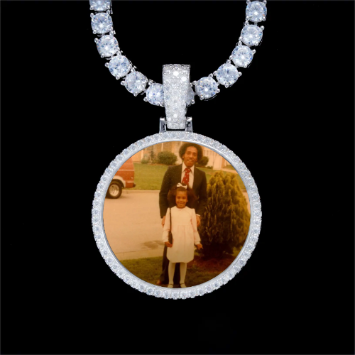 925S & VVS Moissanite 3D Circle Custom Picture Pendant