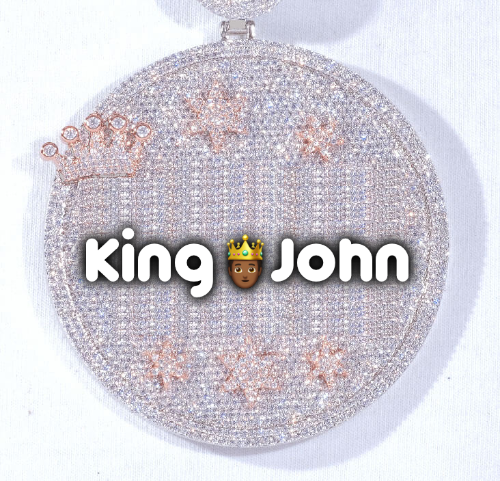 CUSTOM LETTER NECKLACE 3D BIG CROWN DISC
