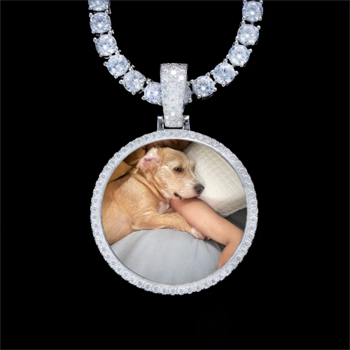 925S & VVS Moissanite 3D Circle Custom Picture Pendant