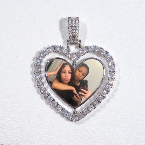 3D Spinning 2-Faced Heart Custom Picture Pendant