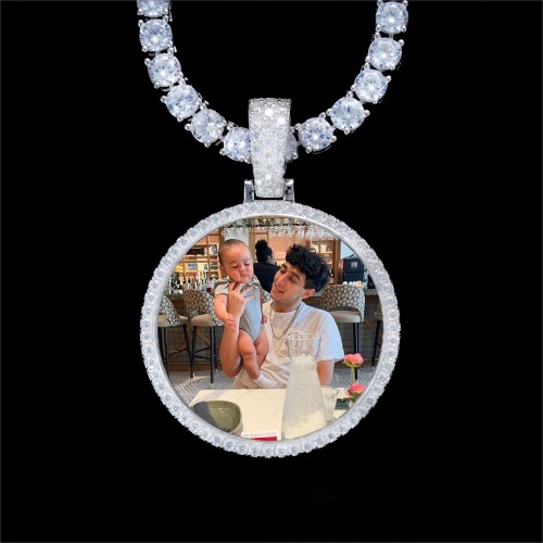 925S & VVS Moissanite 3D Circle Custom Picture Pendant