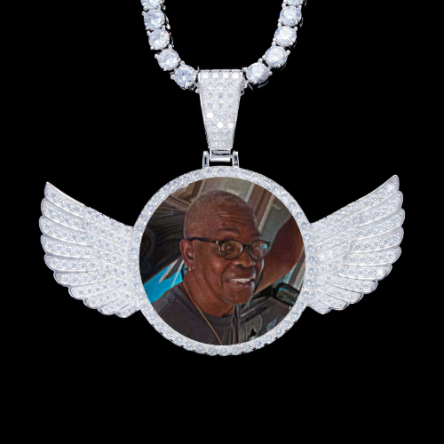 925S & VVS Moissanite 3D Wing Custom Picture Pendant