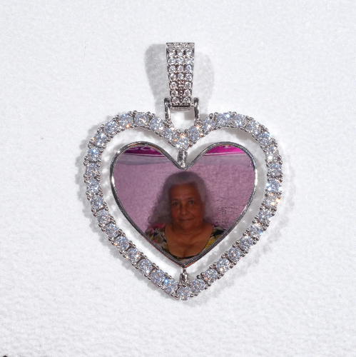 3D Spinning 2-Faced Heart Custom Picture Pendant